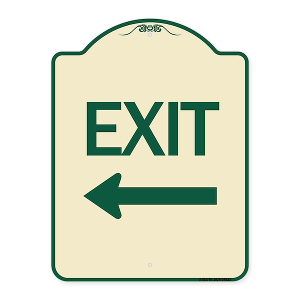 Exit with Left Arrow Heavy-Gauge Aluminum Architectural Sign, 24" H, 18" L, TG-1824-24521